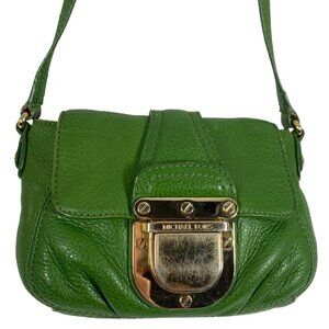 Michael Kors Crossbody Bag, Small, Green w/ Gold Buckle & Hardware, Adjustable